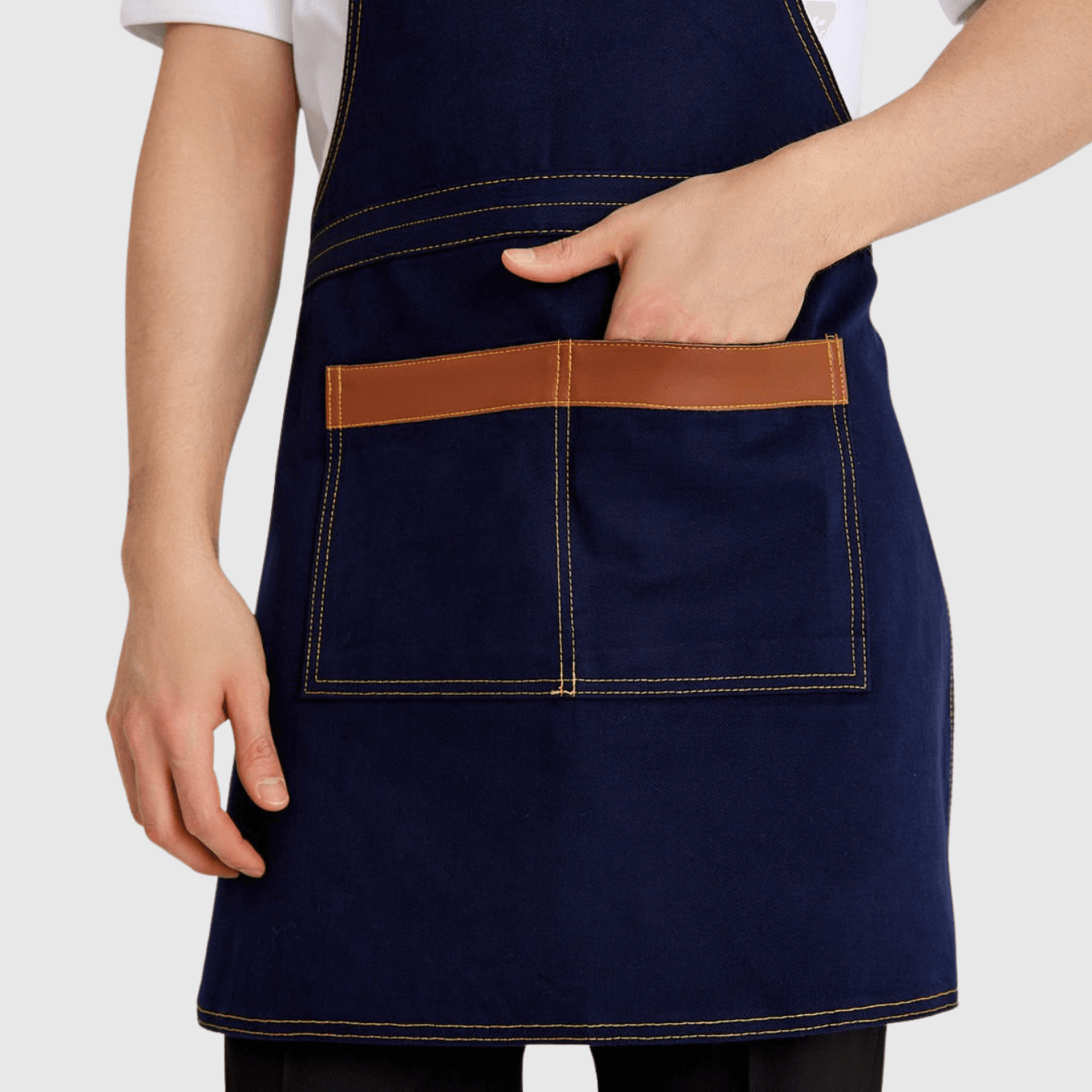 Logo Baskılı Önlük Denim Kumaş Lacivert
