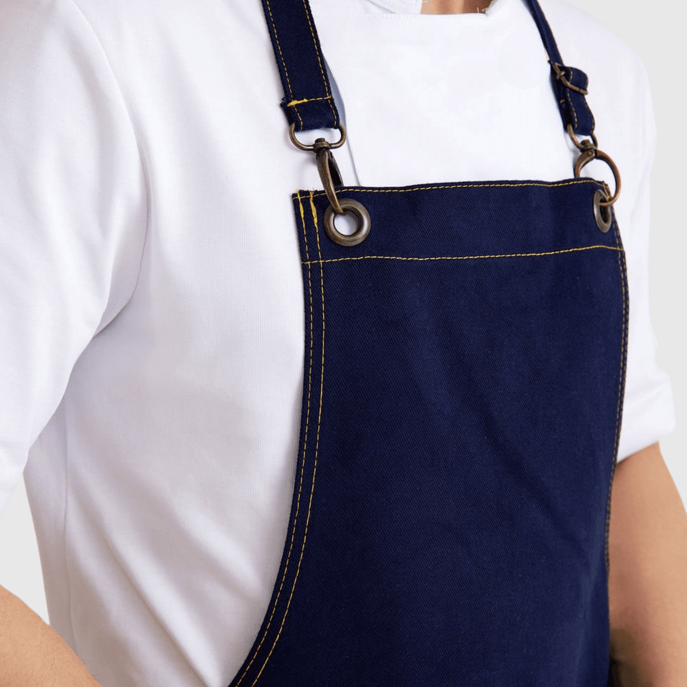 Logo Baskılı Önlük Denim Kumaş Lacivert