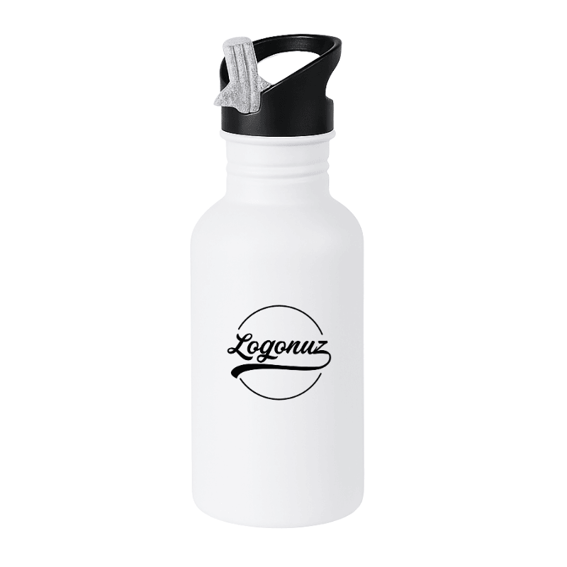 Logolu Kopçalı Pipetli Matara 600 ml