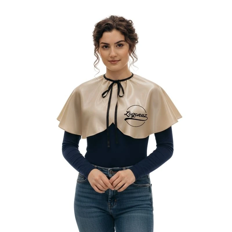 Baskılı Fön Penuarı Gold Saten