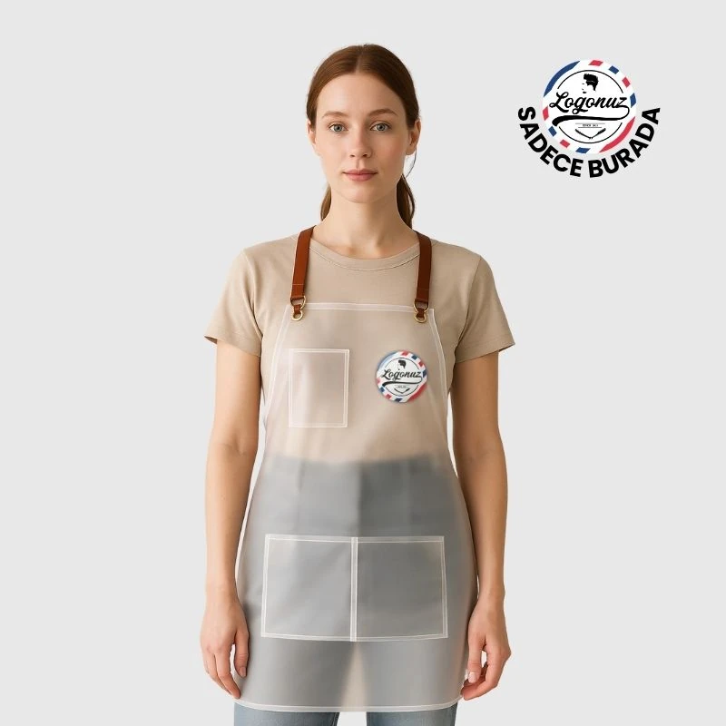 Baskılı Kuaför Önlüğü PU / Beyaz