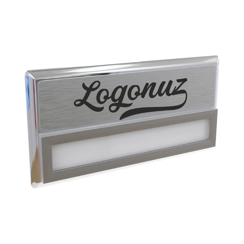 Logo Baskılı Yaka İsimliği / Gümüş Dikdörtgen