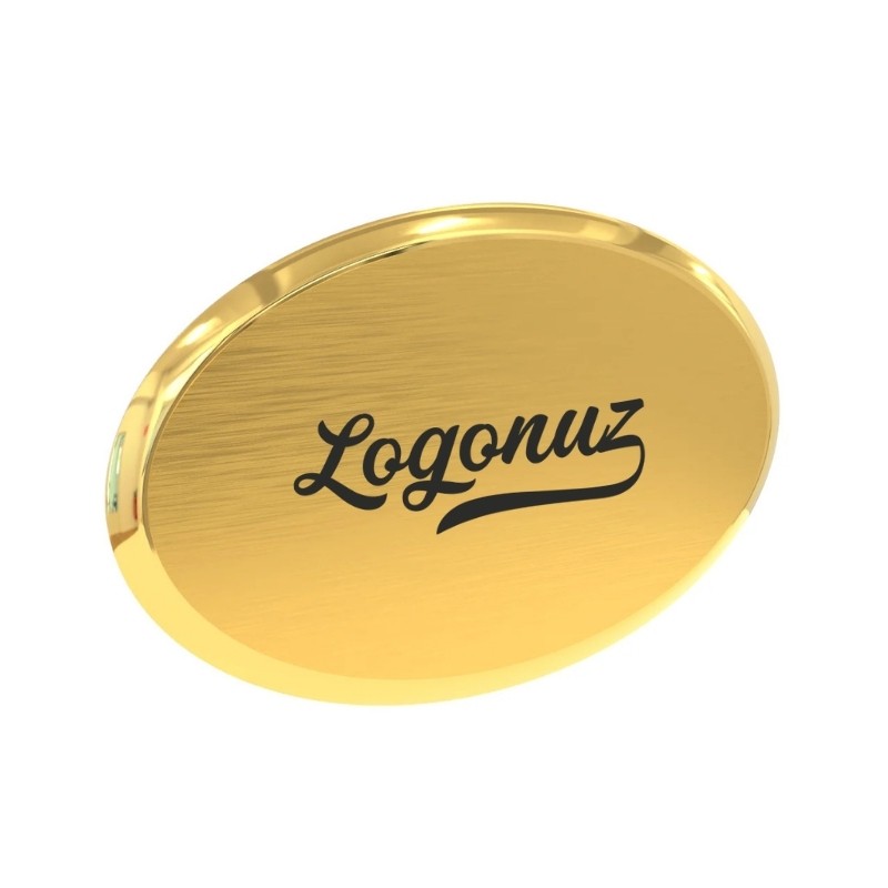 Logo Baskılı Yaka İsimliği Gold Oval