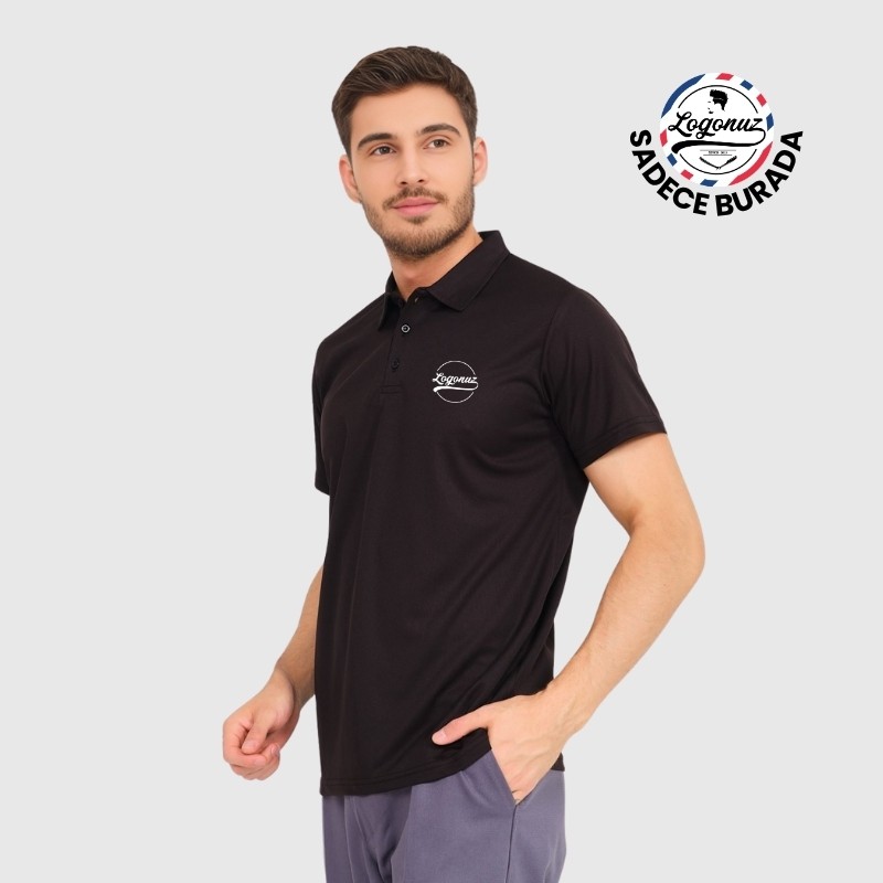 Boya Tutmayan T shirt Polo Yaka Siyah