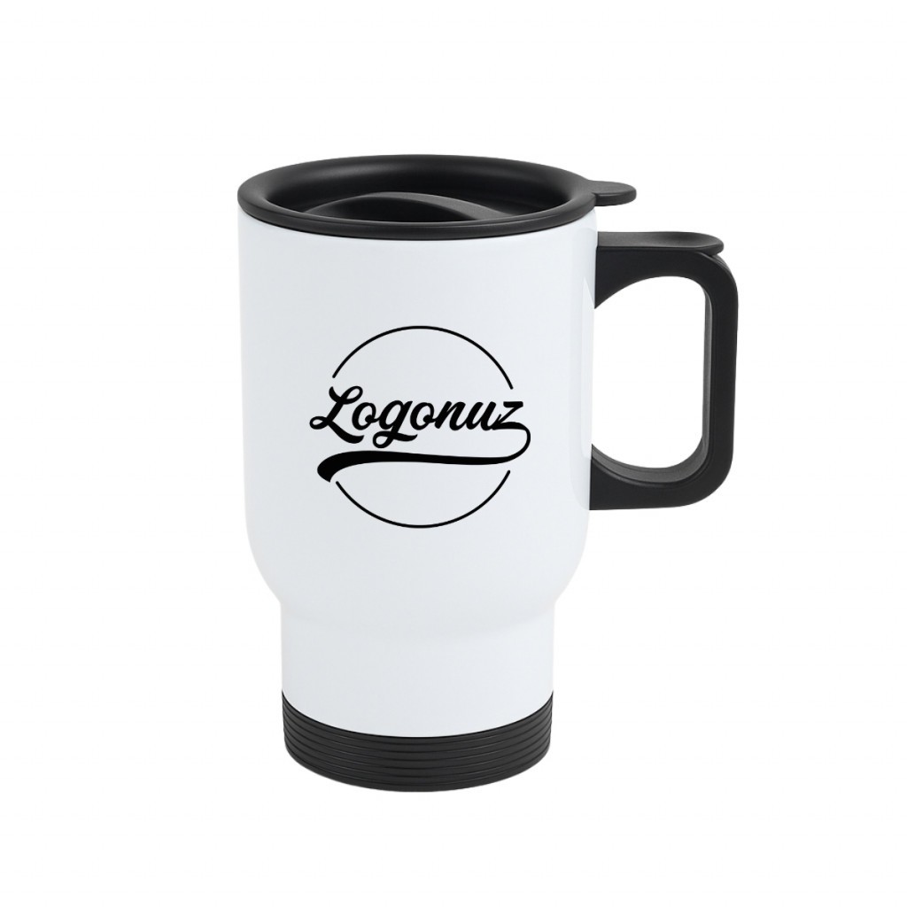 Logo Baskılı Termos Kupa Beyaz - 450 ml