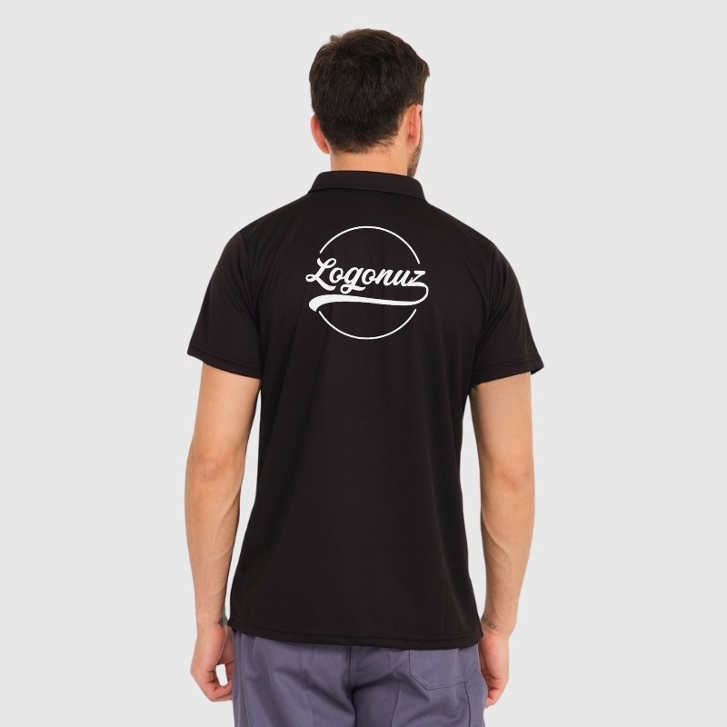 Boya Tutmayan T shirt Polo Yaka Siyah