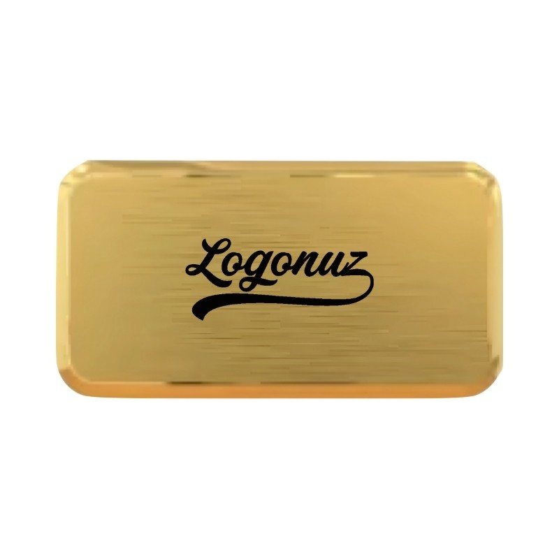 Logo Baskılı Yaka İsimliği Dikdörtgen Gold