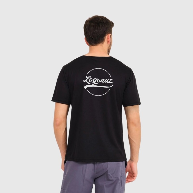 Boya Tutmayan T shirt V Yaka Siyah