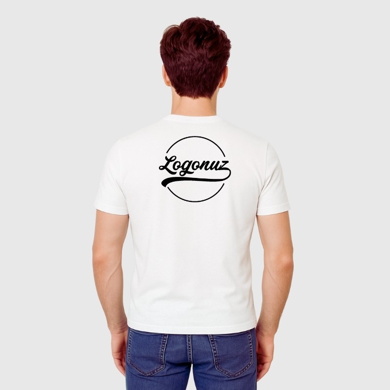 Logo Baskılı T shirt Bisiklet Yaka Pamuklu 