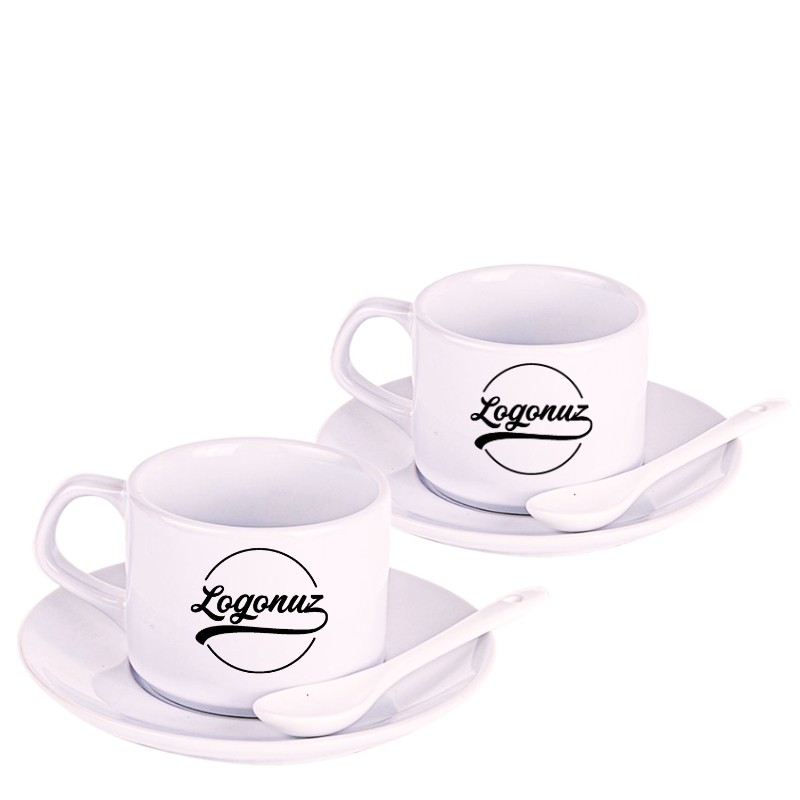 Logo Baskılı Çay Nescafe Kaşıklı 2'li Set