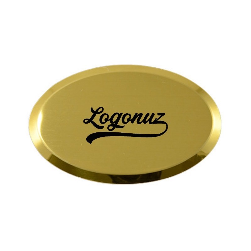 Logo Baskılı Yaka İsimliği Gold Oval