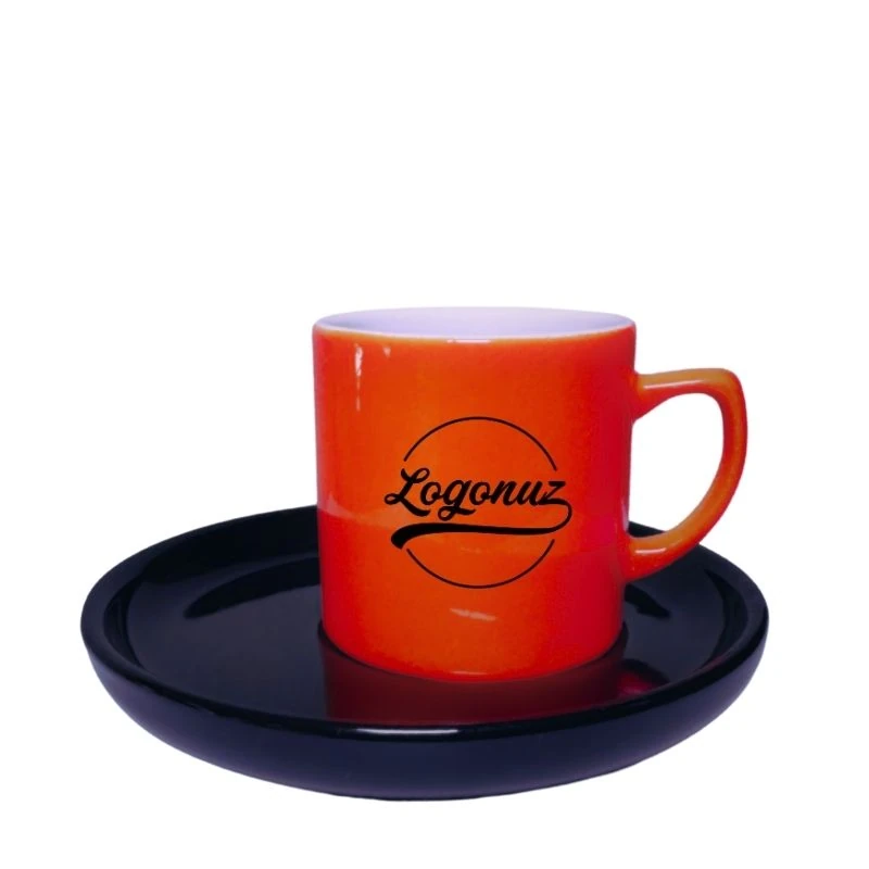 Logolu Türk Kahvesi Fincanı Neon Turuncu