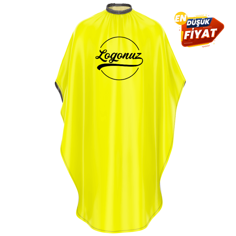 Logo Baskılı  Kristal (ince) Kumaş Sarı Penuar