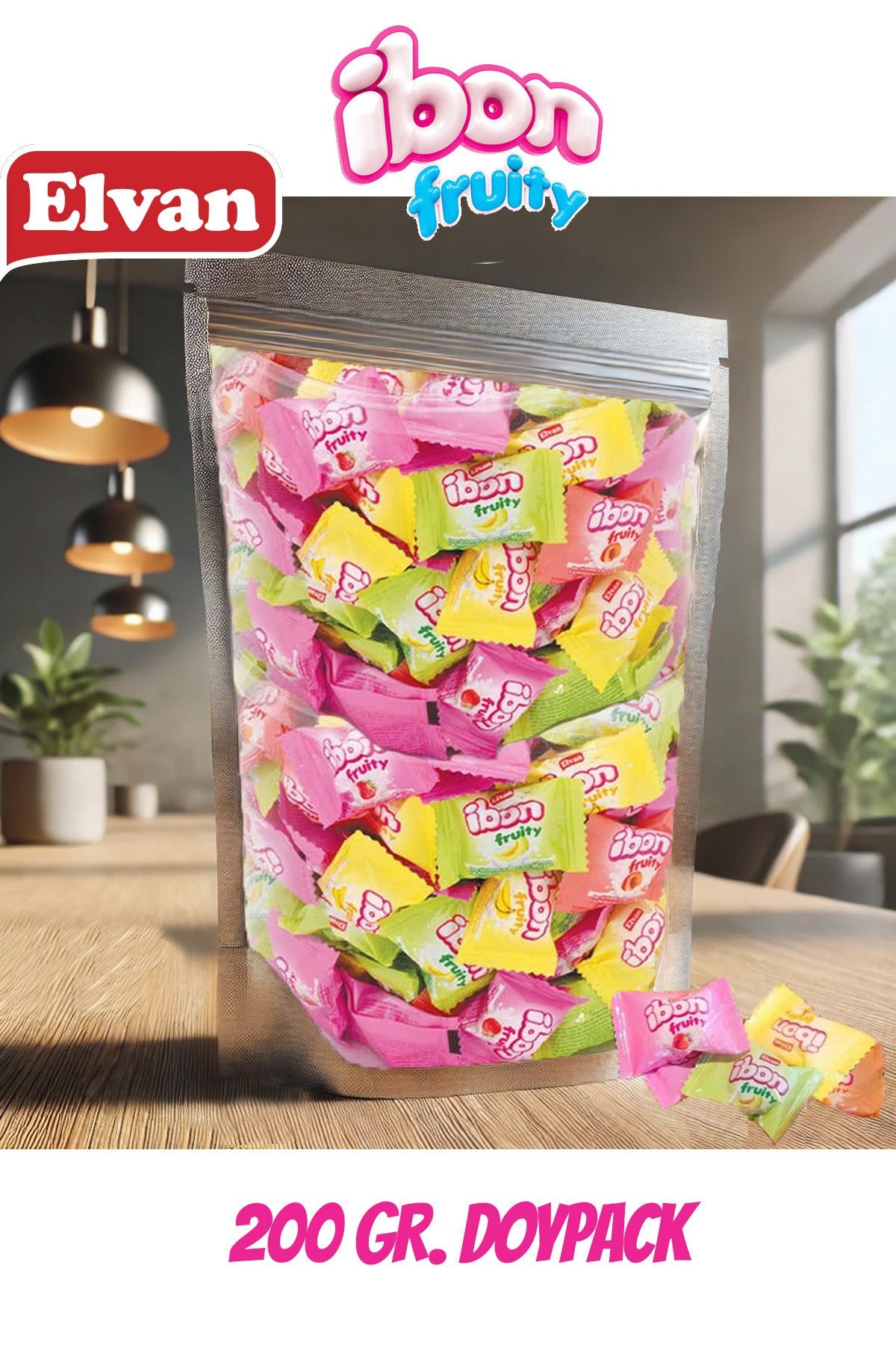 Ibon Sütlü Meyveli Şeker 200 Gr. Küçük Boy Dökme Doypack Çilek Kavun Şeftali Muz