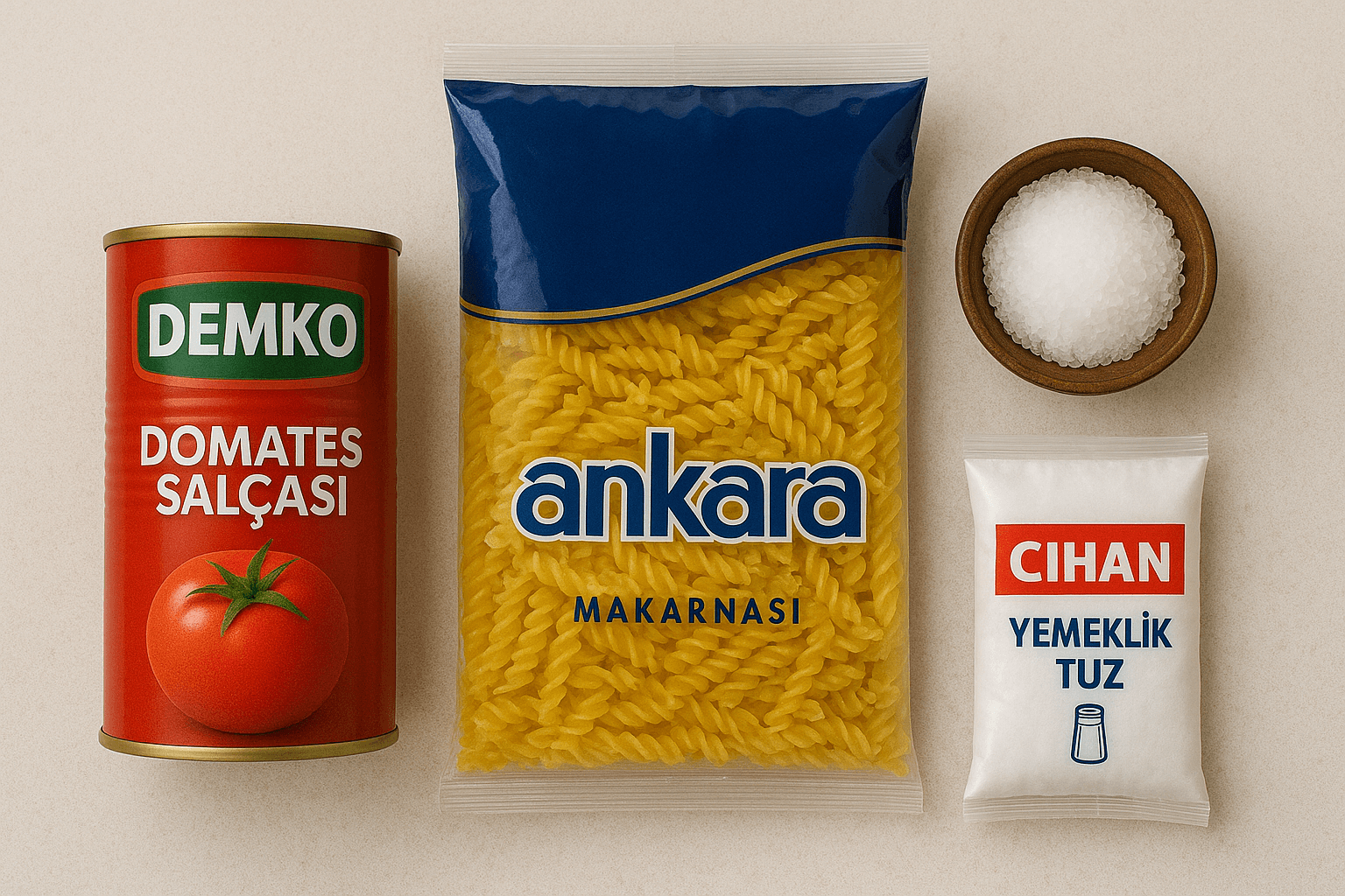Ankara makarna 10x500gr Cihan yemeklik2x 750gr Demko Domates Salçası 2x830gr