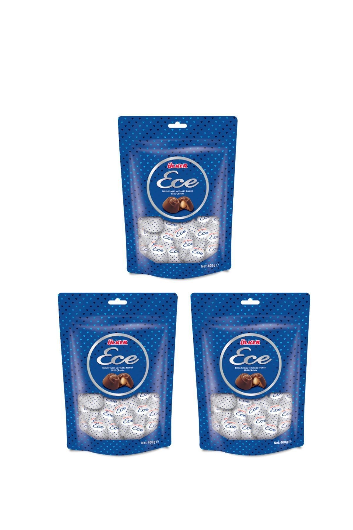 Ece 3'lü Ikramlık Bütün Fındıklı Sütlü Çikolata 350 Gr