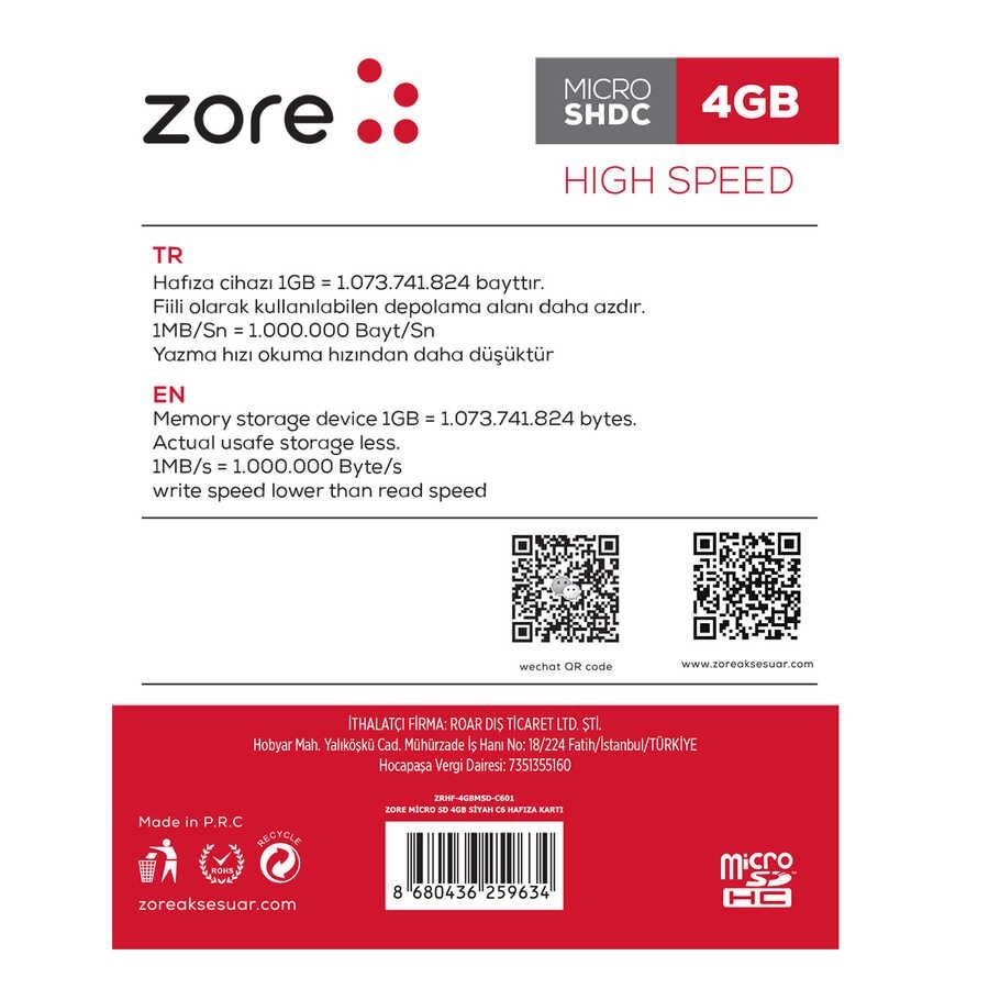 4 GB Zore Micro C6 Hafıza Kartı