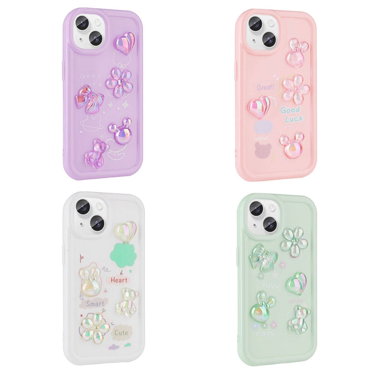 iPhone 14 Kabartma Figürlü Parlak Toys Silikon Kapak