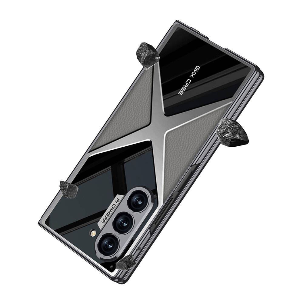 Z Fold 6 Ultra İnce Kamera Korumalı PC + Deri Arka Yüzey X-Pro Kapak