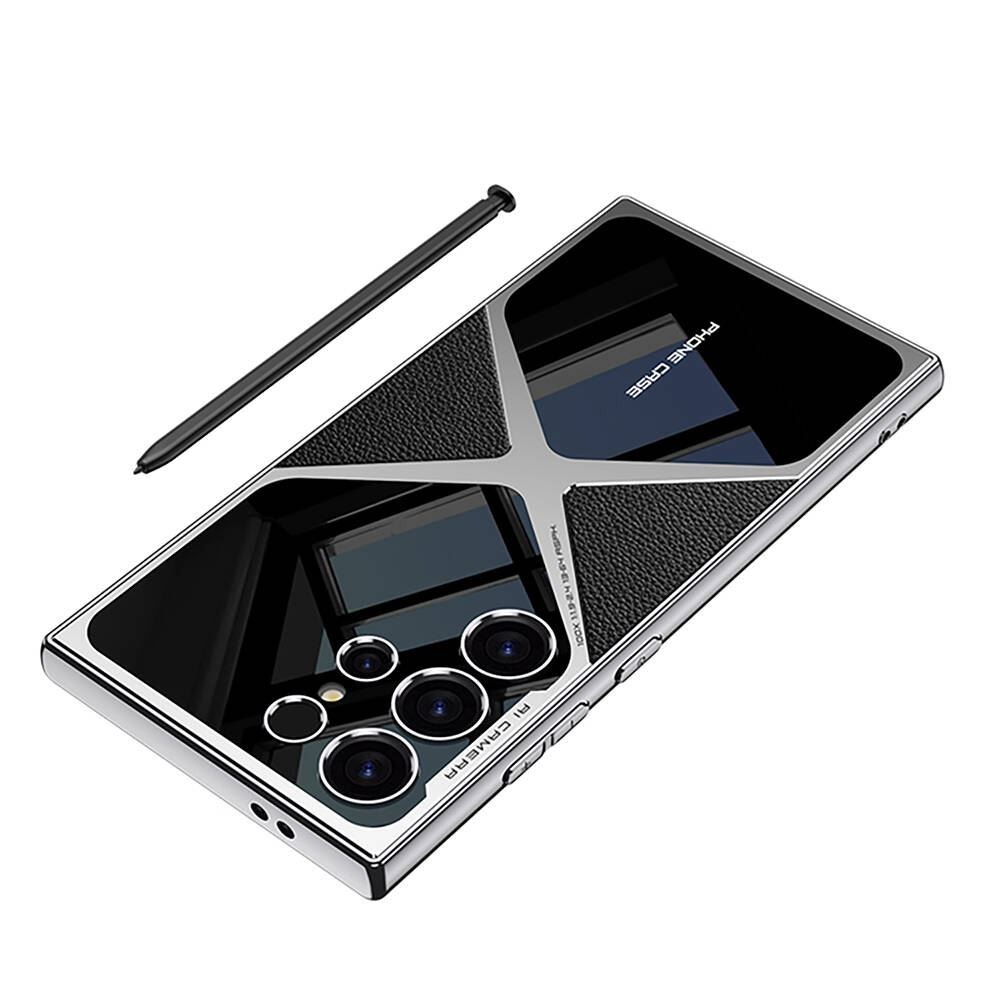 S23 Ultra Ultra İnce Kamera Korumalı PC + Deri Arka Yüzey X-Pro Kapak