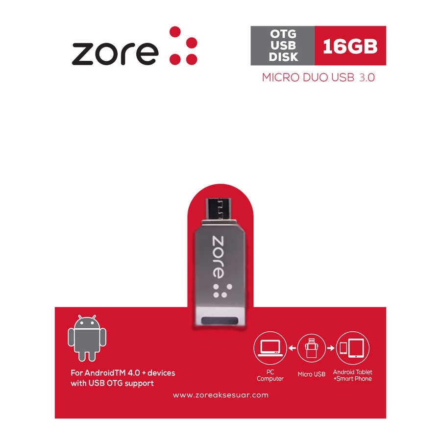 16 GB Zore Micro Gümüş Otg Flash Bellek