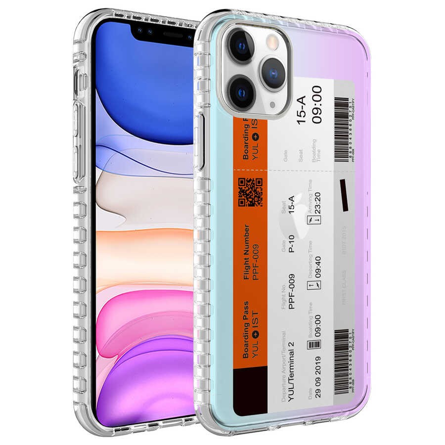 iPhone 11 Pro Airbag Kenarı Renkli Desenli Silikon Elegans Kapak