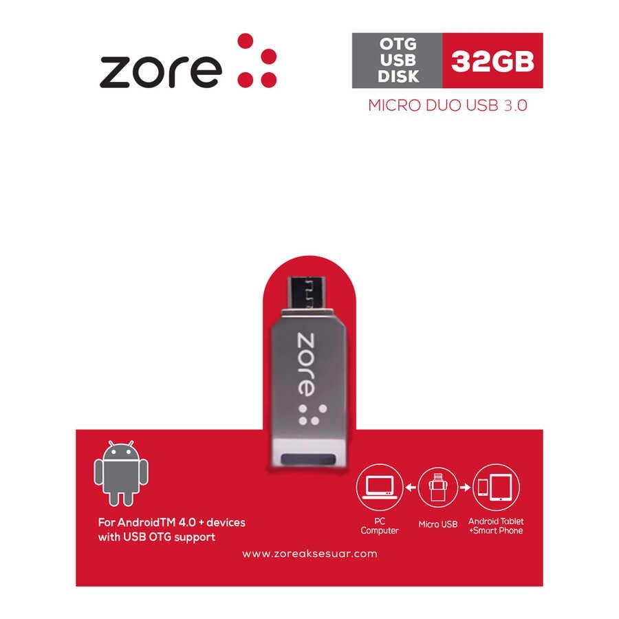 32 GB Zore Micro Gümüş Otg Flash Bellek