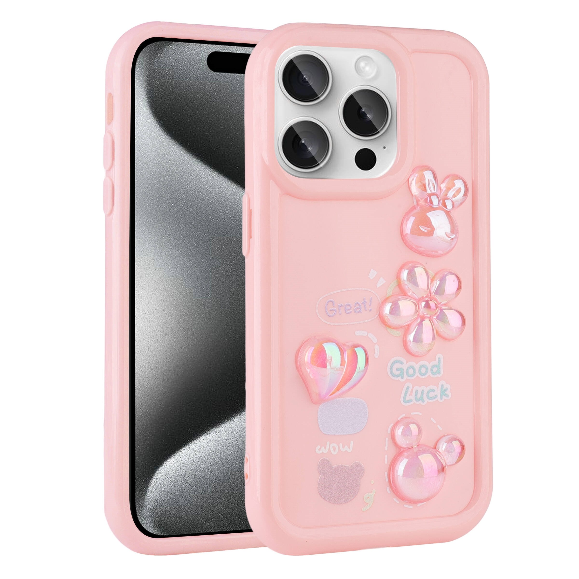 iPhone 14 Pro Max Kabartma Figürlü Parlak Toys Silikon Kapak
