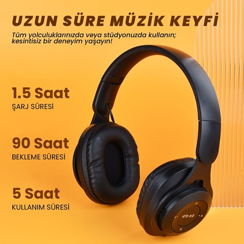 M6 Plus Ayarlanabilir ve Katlanabilir Kulak Üstü Bluetooth Kulaklık