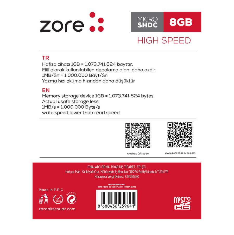 8 GB Zore Micro C6 Hafıza Kartı