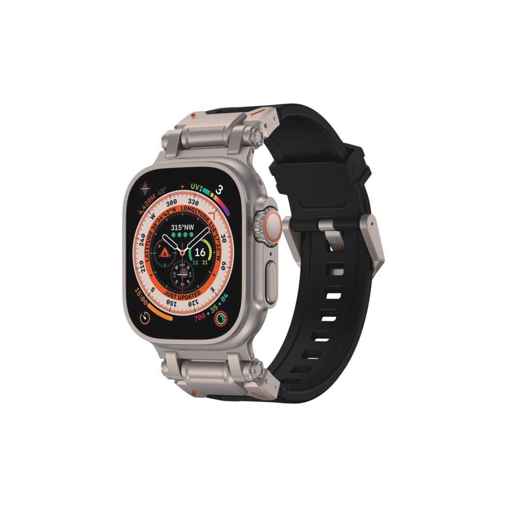 Apple Watch 44mm KRD-108 Metal Başlıklı Silikon Kordon