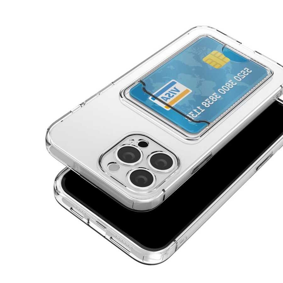 iPhone 11 Pro Kılıf Kartlıklı Şeffaf Setra Clear Silikon Kapak