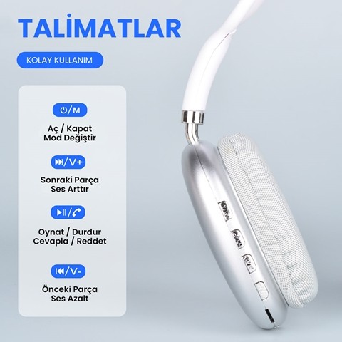 P94 Kulak Hi-Fi Ses Kalitesi Katlanabilir Kulak Üstü Bluetooth Kulaklık