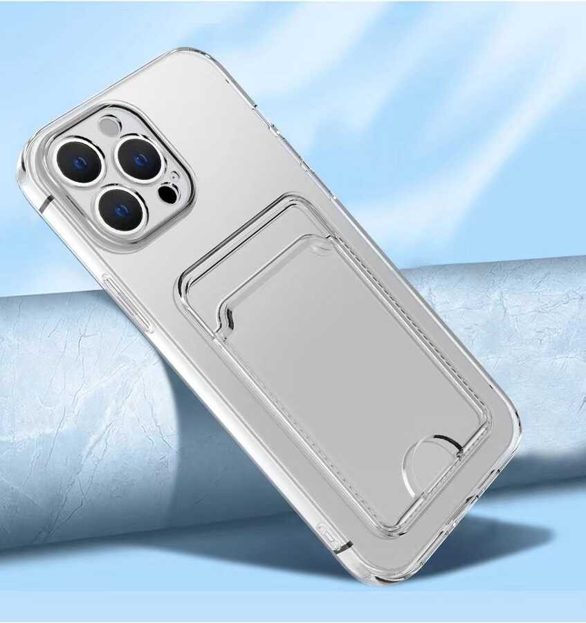 iPhone 11 Pro Kılıf Kartlıklı Şeffaf Setra Clear Silikon Kapak