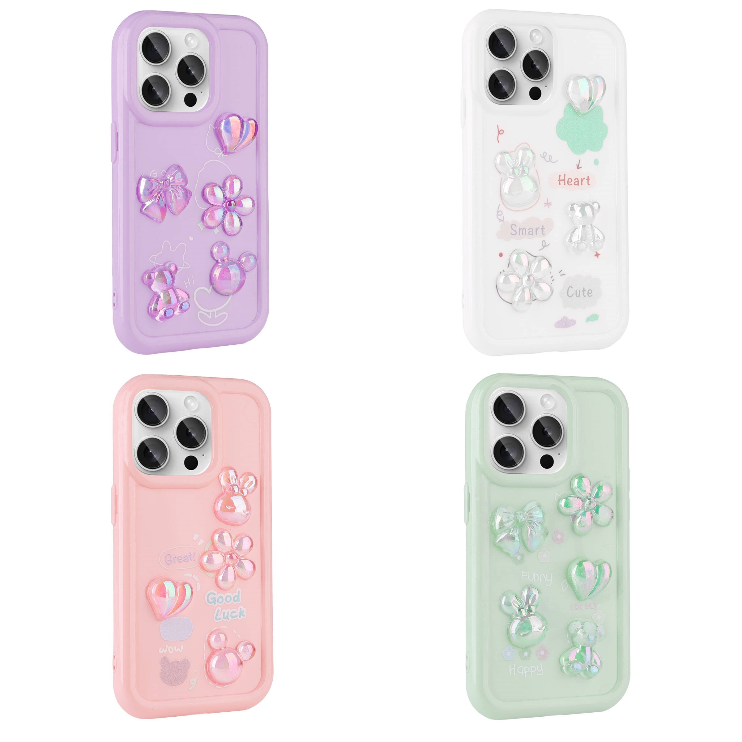 iPhone 14 Pro Max Kabartma Figürlü Parlak Toys Silikon Kapak