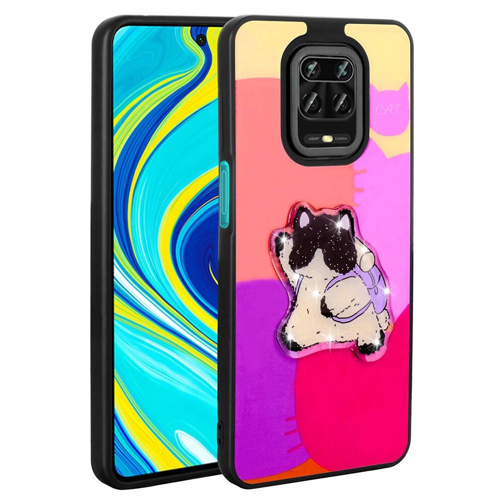 Xiaomi Redmi Note 9 Pro Parlayan Kabartmalı İkonik Figürlü Amas Silikon Kapak