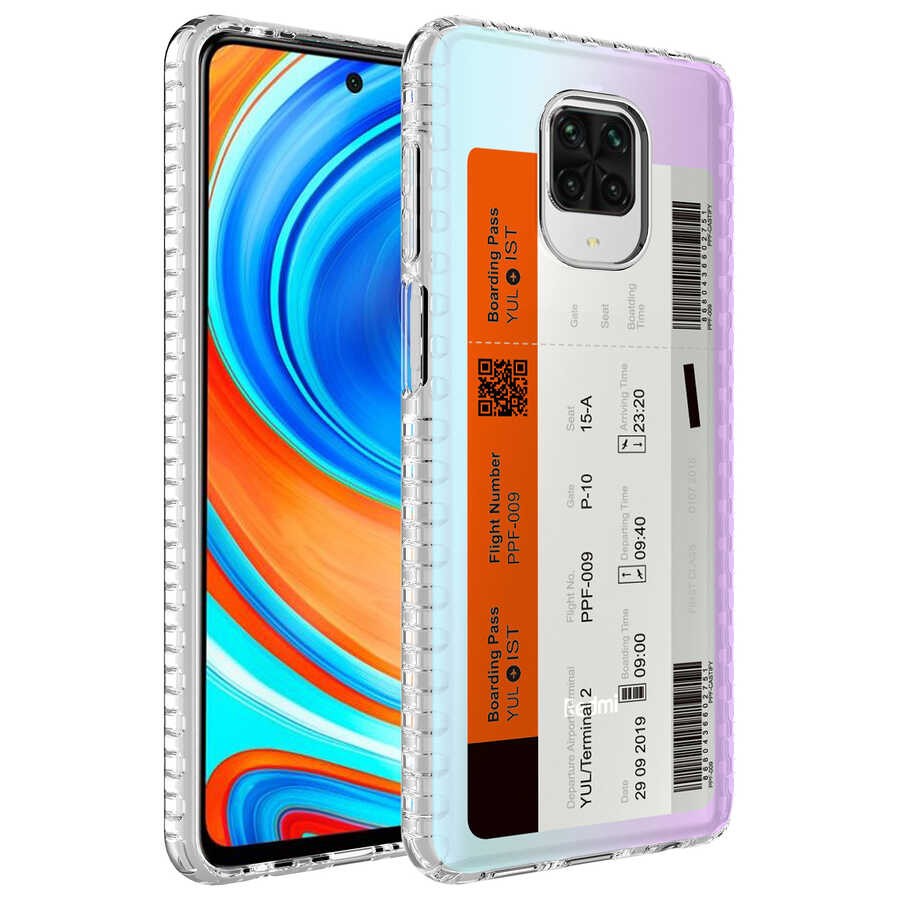 Xiaomi Redmi Note 9 Pro Airbag Kenarlı Renkli Desenli Silikon Elegans Kapak