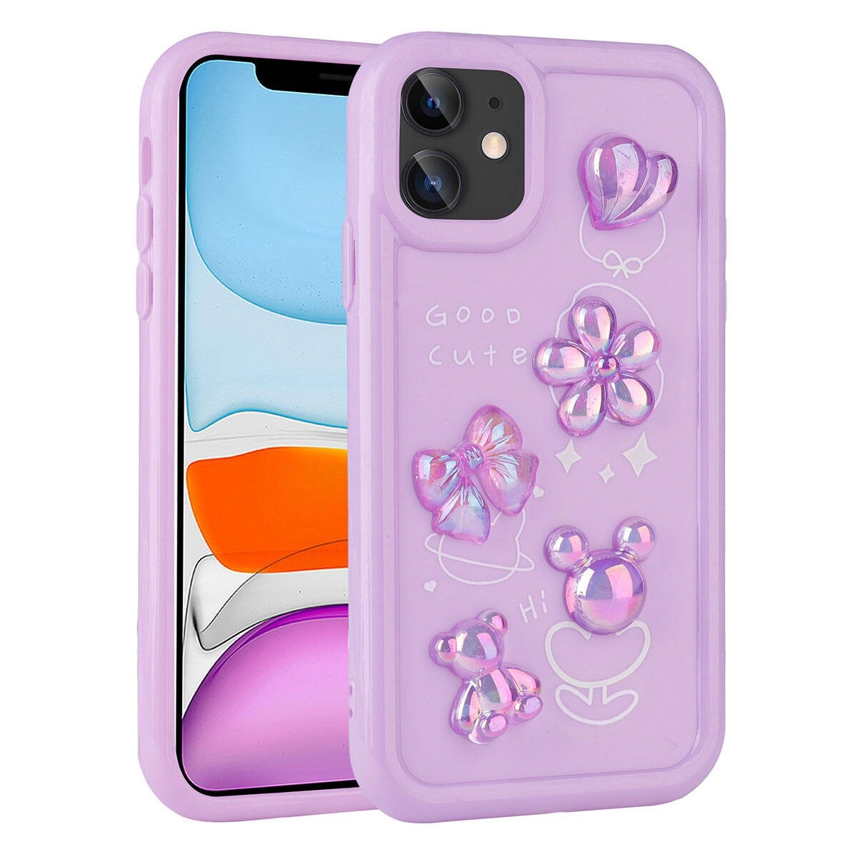 iPhone 11 Kabartma Figürlü Parlak Toys Silikon Kapak