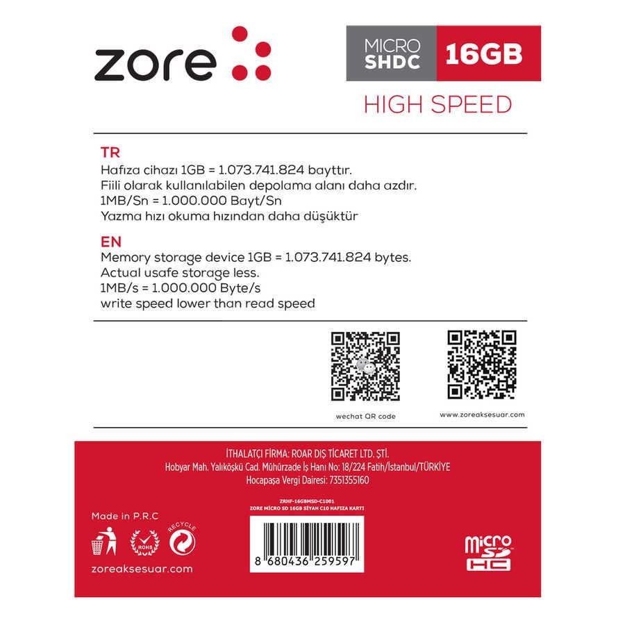 16 GB Zore Micro C10 Hafıza Kartı