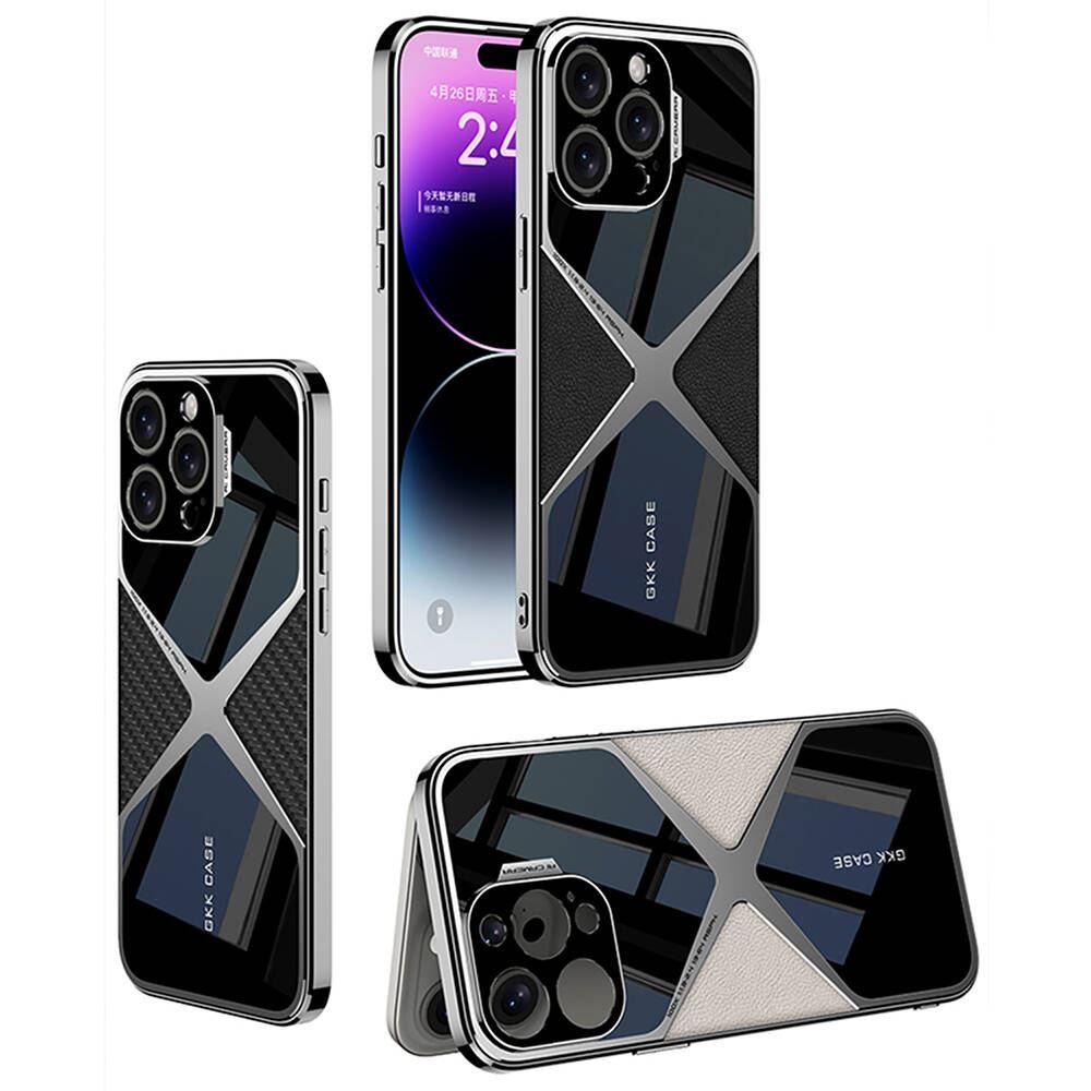 iPhone 14 Pro Max Ultra İnce Kamera Korumalı PC + Deri Arka Yüzey X-Pro Kapak