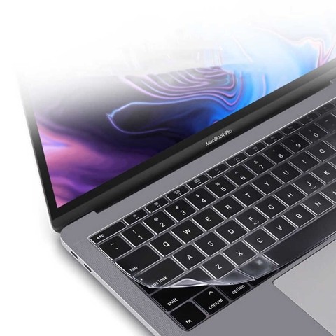 Apple Macbook 16' Touch Bar A2141 Klavye Koruyucu Şeffaf Silikon Ped