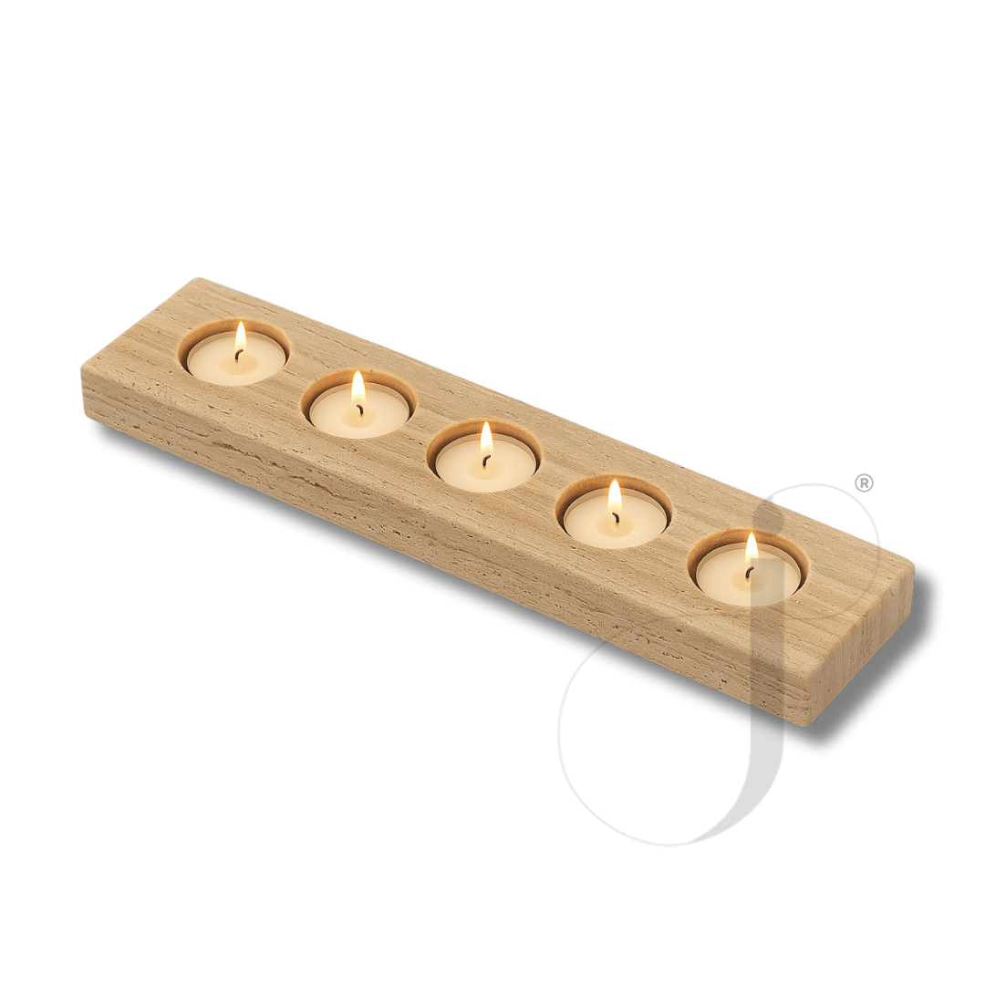 Fiama Mermer 5'li T-Light Mumluk - Traverten