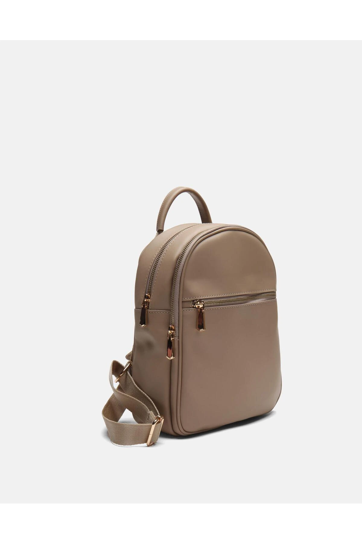 Juvis Bag Urban Ease Vizon Suni Deri Çok Gözlü Fermuarlı Kadın Sırt Çantası - vizon