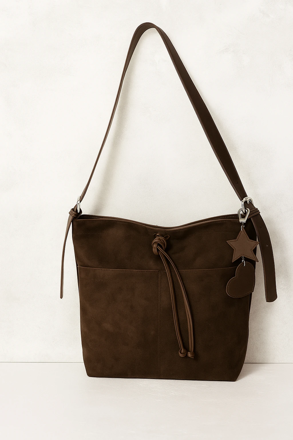 Juvis Bag Süet Kadın Kol Çantası Ayarlanabilir Saplı - Kahverengi