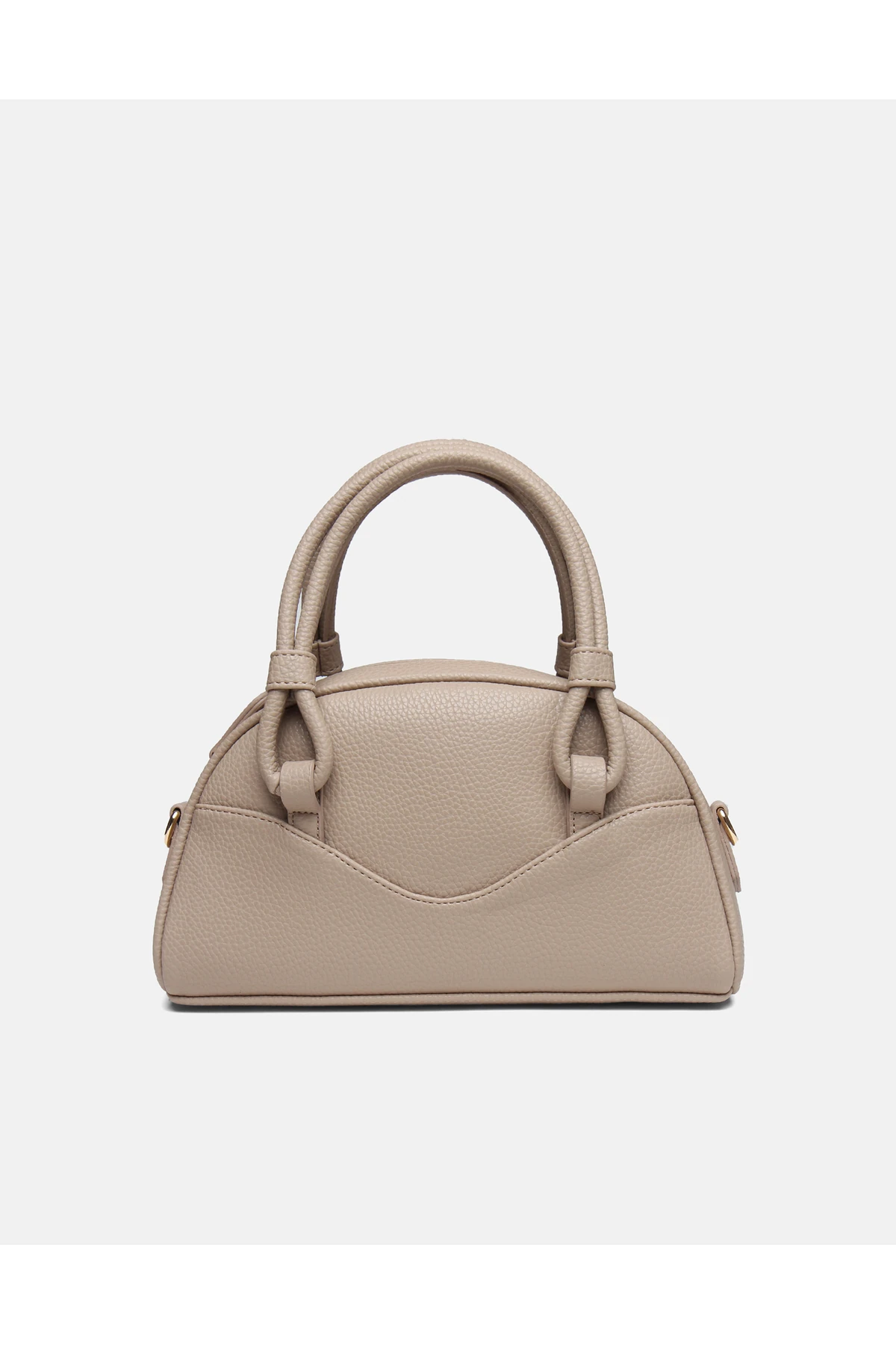 Juvis Bag Urban Knot Gri Suni Deri Fermuarlı Çok Gözlü Kadın Kol ve Askılı Omuz Çantası - vizon