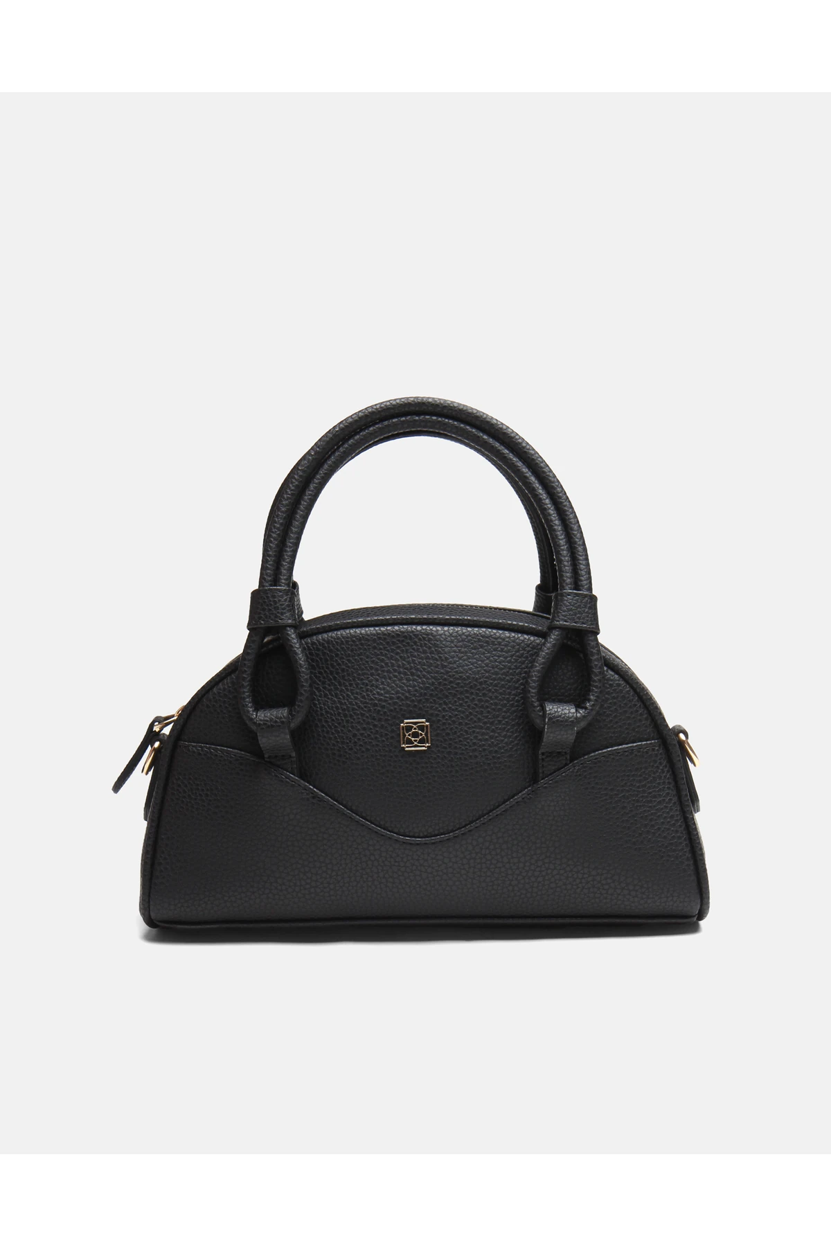 Juvis Bag Urban Knot Gri Suni Deri Fermuarlı Çok Gözlü Kadın Kol ve Askılı Omuz Çantası - Siyah