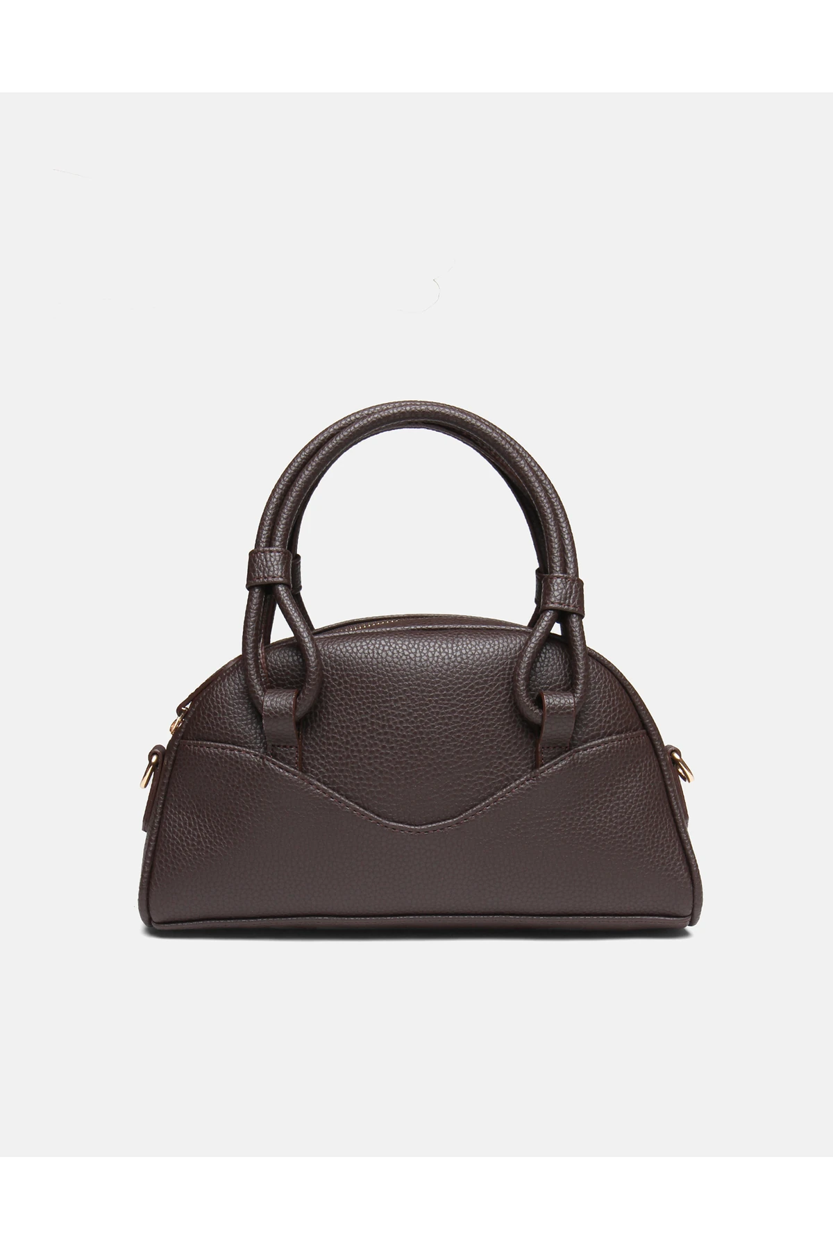 Juvis Bag Urban Knot Gri Suni Deri Fermuarlı Çok Gözlü Kadın Kol ve Askılı Omuz Çantası - Kahverengi