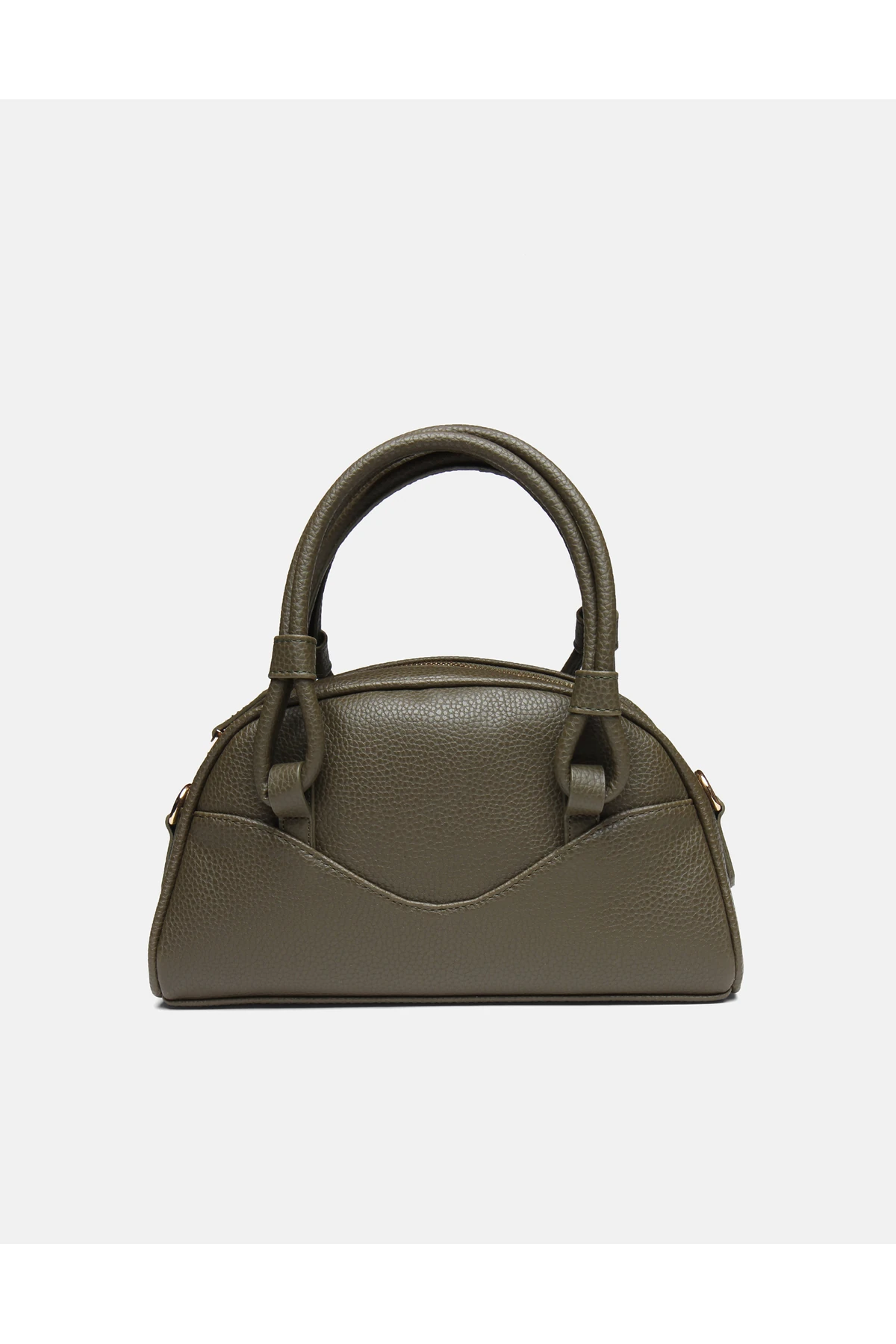 Juvis Bag Urban Knot Gri Suni Deri Fermuarlı Çok Gözlü Kadın Kol ve Askılı Omuz Çantası - haki