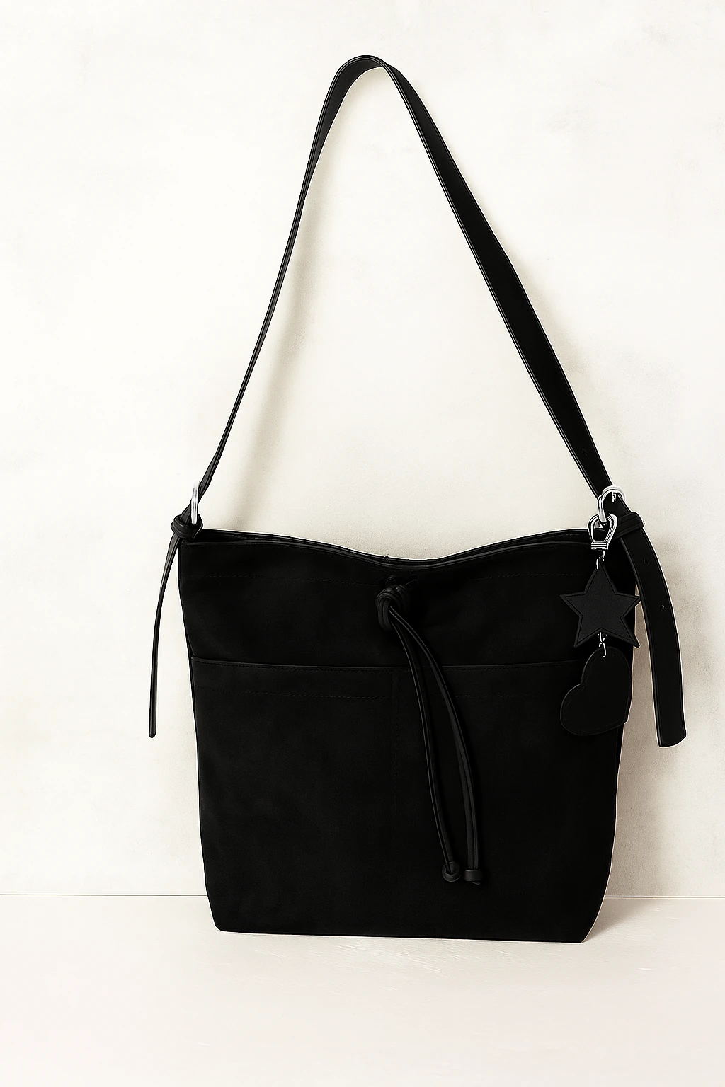 Juvis Bag Süet Kadın Kol Çantası Ayarlanabilir Saplı - Siyah