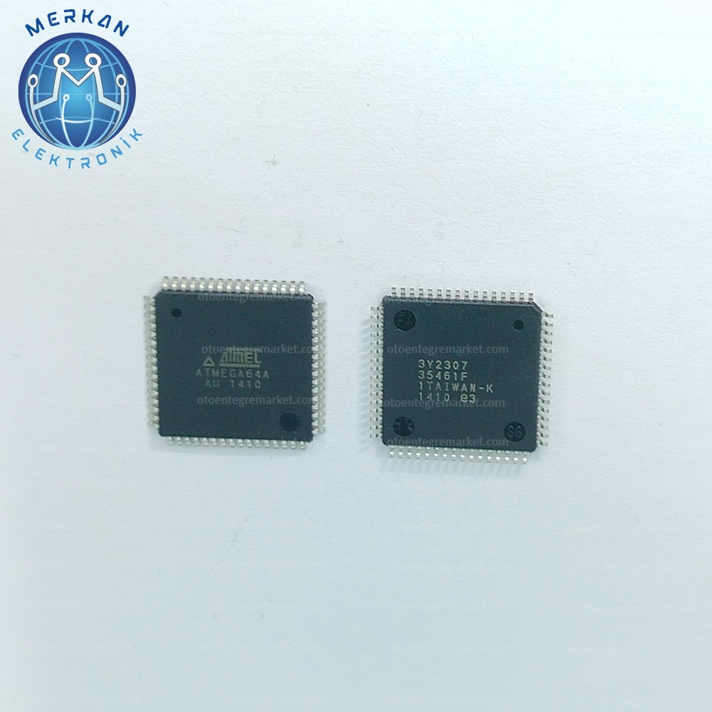 ATMEL ATMEGA64A-AU (PLCC-64)ORİJİNAL OTO BEYİN TAMİR ENTEGRELERİ MERKAN ELEKTRONİK